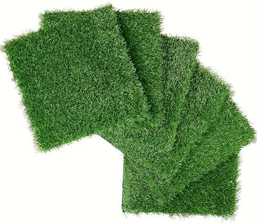 Interlocking Artificial Grass Tiles 36 sq. ft, Self-draining Faux Grass Rug by Unknown