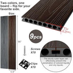 Circle Hole Composite Decking Boards 8ft 9 Pcs, Rosewood&LightGrey - Image 2