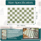 Green White Checkered Entry Rug - Image 6