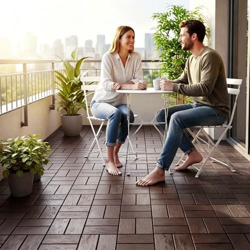 Interlocking Deck Tiles Outdoor Waterproof 44 Pack, Plastic Snap Together Patio - Image 2
