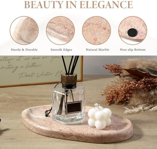 Koville Luxurious Natural Pink Marble Vanity Tray, Cloud Shape Serving Stone - Image 3