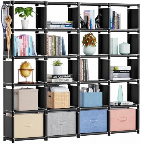 Mavivegue Book Shelf Cube Storage Organizer 20 Cubes DIY Metal Bookshelf by Mavivegue