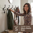 Rustic Cast Iron Coat Hooks Wall Mounted Farmhouse Decorative Wall Hooks - Image 2