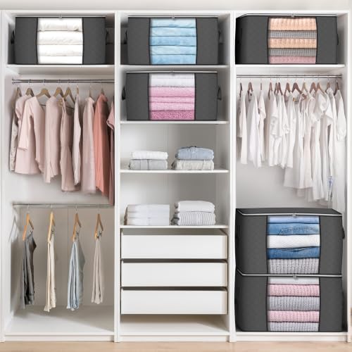 90L Large Storage Bags, 3 Pack Clothes Storage Bins Closet Organizers - Image 5