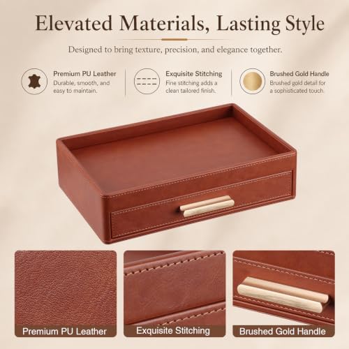 GORESE Leather Valet Tray with Drawer - Image 5