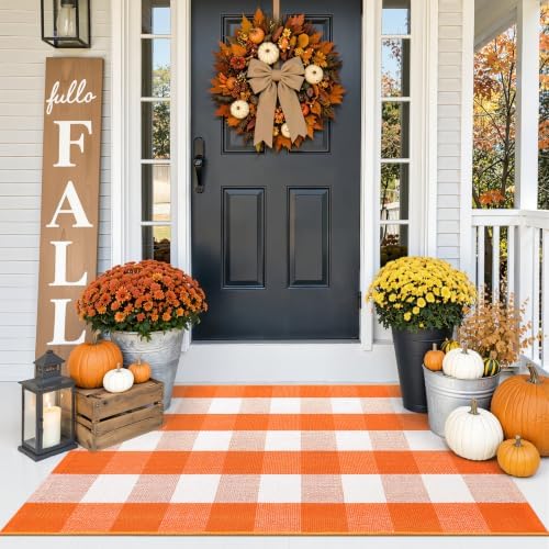 OLANLY Fall Door Mat, Buffalo Plaid Rug - Image 4
