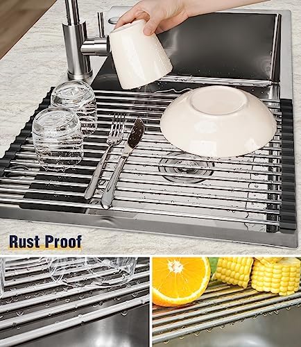 Tomorotec Roll Up Dish Drying Rack Over Sink, 304 Steel - Image 2