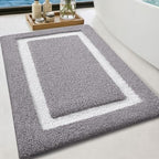 Color&Geometry Gray Bathroom Rugs 36x24, Extra Soft Absorbent Microfiber Bath - Image 2