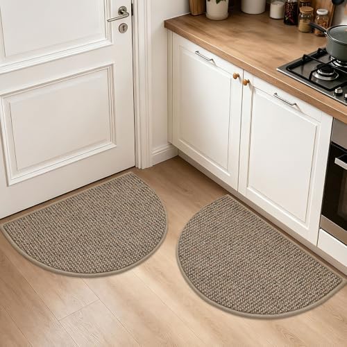BEQHAUSE Dirt Trapper Door Mat Indoor 2 PCS Half Circle, 17x30 in - Image 2