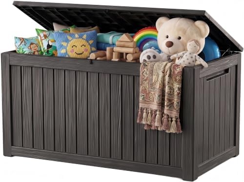 Outdoor Storage Box, 360 Gallon Waterproof Resin Deck Box by ATMELT