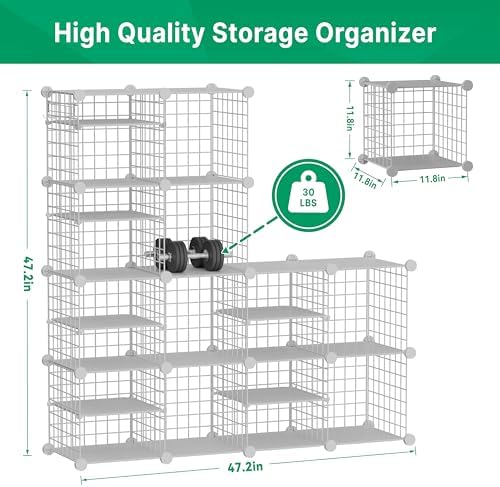 Wire Cube Storage Organizer, 12 Cubes Converted into 14 Cubes, Sturdy Metal - Image 4