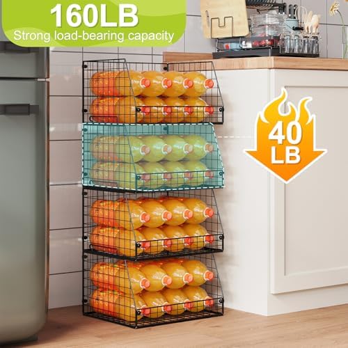 4 Pack XXL Stackable Wire Storage Basket, Extra Large Capacity Pantry Organizer - Image 3