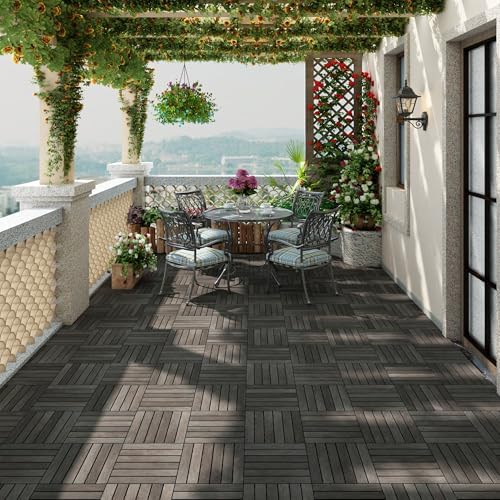 PrimeZone 108 PCS Solid Acacia Wood Interlocking Patio Deck Tiles Outdoor - Image 3