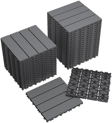 Devoko Plastic Interlocking Deck Tiles, 36 Pack Patio Flooring Tiles by DEVOKO