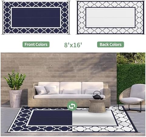 GENIMO Outdoor Rug, Waterproof Plastic Rugs 8'x16' - Image 6
