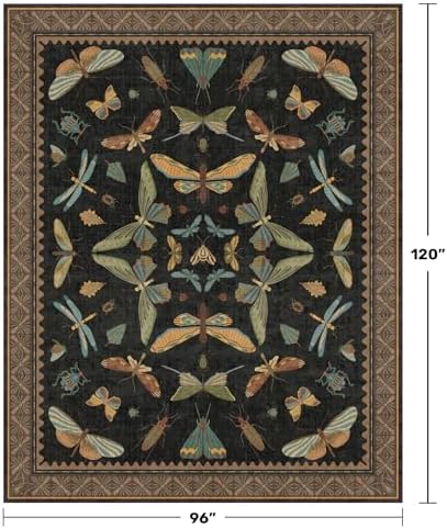 Hazo Haus Black Washable Insect Area Rugs 8x10 - Image 2