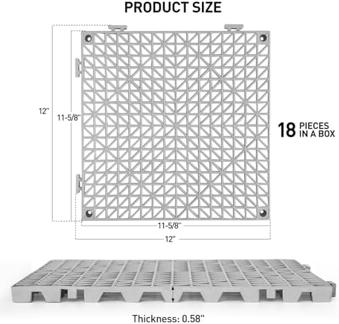 MAXWAVE 18 Pack 12" x 12" Modular Interlocking Floor Mats, Soft PVC Non-Slip - Image 2