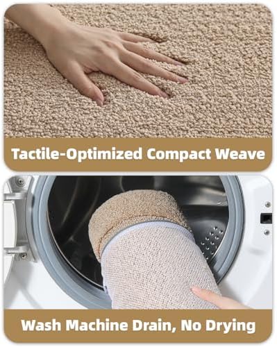 Color&Geometry Oval Beige Bathroom Rugs 32x20, Extra Soft Absorbent Microfiber - Image 6