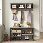 Tribesigns Coat Rack Shoe Bench Set Industrial, Hall Tree by Tribesigns