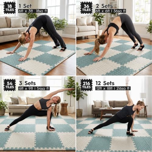 18 Pcs EVA Foam Floor Tiles, Puzzle Exercise Mat Set - Image 3