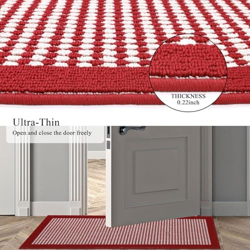 Ileading Hallway Runner Rug 2x10ft Red Kitchen Floor Mat Modern Geometric Non - Image 6