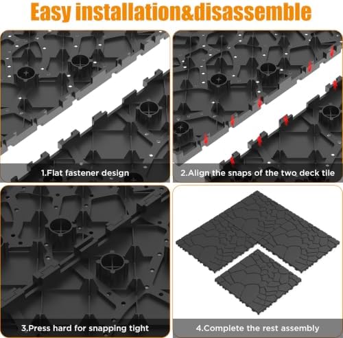 44 Pack Stone Texture Interlocking Patio Deck Tiles 12"x12" DIY Snap Together - Image 4