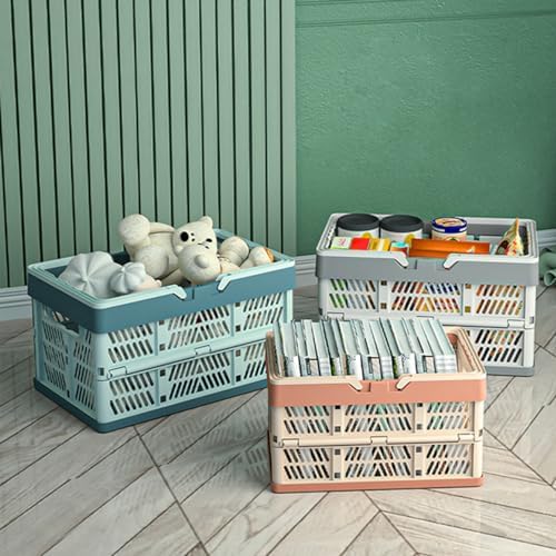 Plastic Storage Crate - 20L Collapsible Crate Stacking Folding Storage Basket - - Image 5