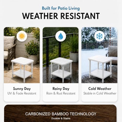 PASAMIC Outdoor Side Table, 2-Tier Square Patio Table - Image 5