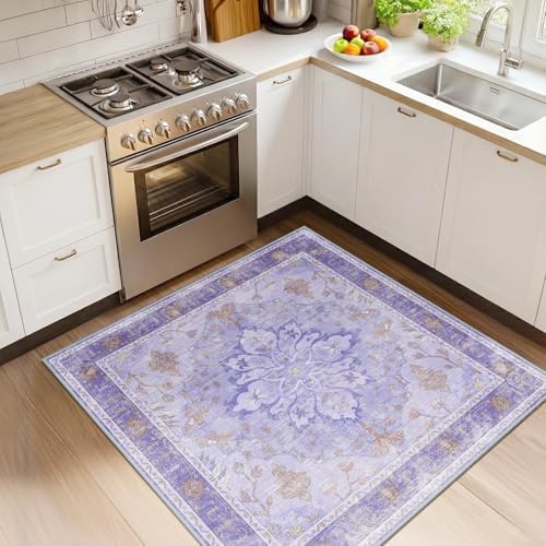 RELEANY Washable Area Rug, Square 4'x4' by RELEANY