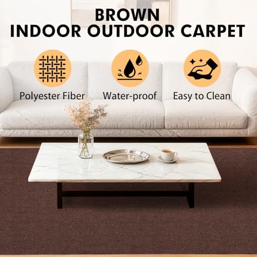 Grefinity Marine Carpet, 5 FT x 20 FT Brown Indoor Outdoor Carpet - Image 3
