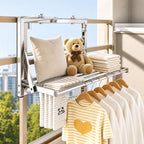 Balcony Portable Clothes Drying Rack, No Drill//Multipurpose//Space Saving - Image 2