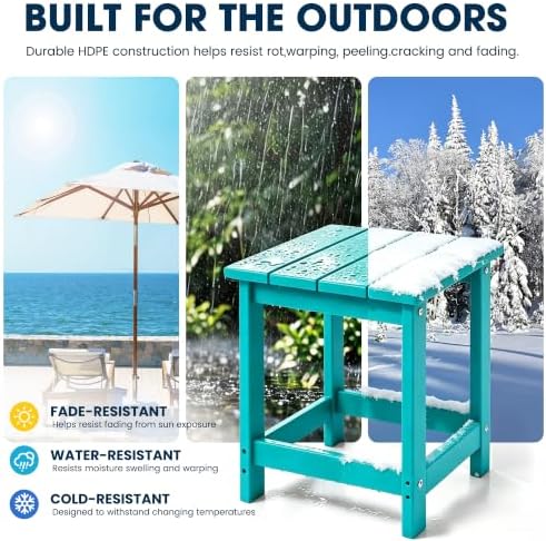 LZRS Patio Side Table, Heavy Duty HDPE Outdoor End Table - Image 4