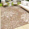 HEBE Waterproof Outdoor Rug 9'x12', Floral Reversible Plastic Patio Rug by HEBE