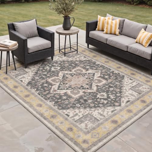 GENIMO 9x12 Outdoor Rug, Washable Quick Dry by GENIMO