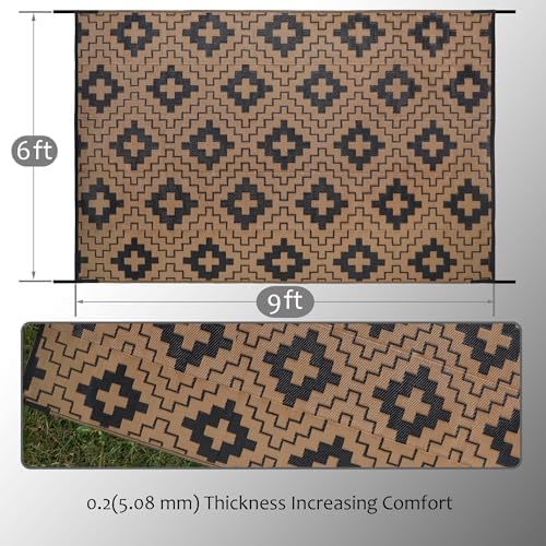 SAND MINE Waterproof Outdoor Rug 6x9 ft, Reversible Plastic Straw Area Rug - Image 2