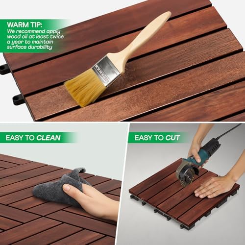 IDZO Interlocking Acacia Deck Tiles 9.6 SQFT - Image 5