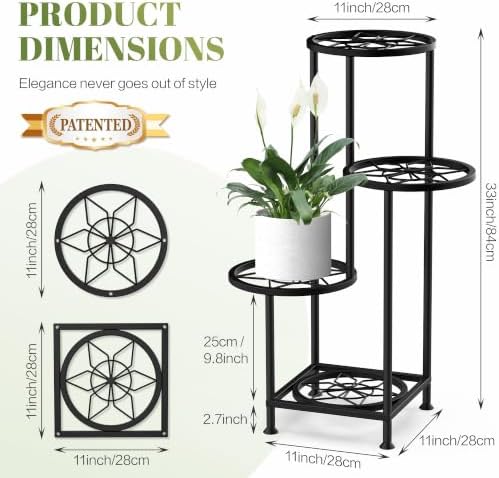 4 Tier Plant Stand Indoor Outdoor, Metal Shelf Holder Corner Black - Image 2