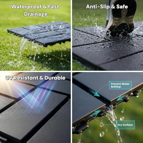 Interlocking Deck Tiles 44 Pack, Plastic Outdoor Deck Tiles - Image 5