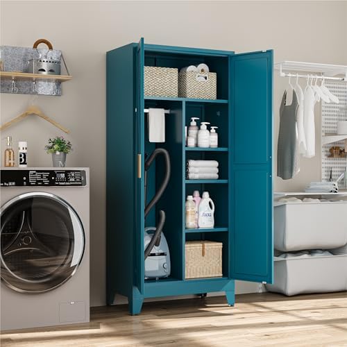 Bevivog 71" Metal Storage Cabinet, Tall Utility Closet Cabinet - Image 2