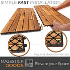 Majestick Goods 6-Pack Longboard Acacia Wood Interlocking Deck Tiles - Image 4
