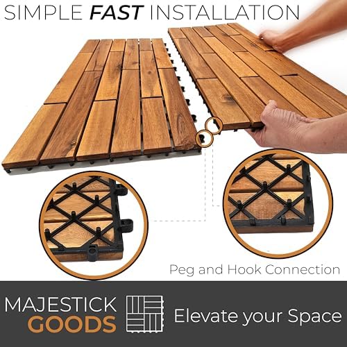Majestick Goods 6-Pack Longboard Acacia Wood Interlocking Deck Tiles - Image 4