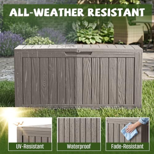 Outdoor Storage Box, Waterproof 120 Gallon Resin Deck Box - Image 2