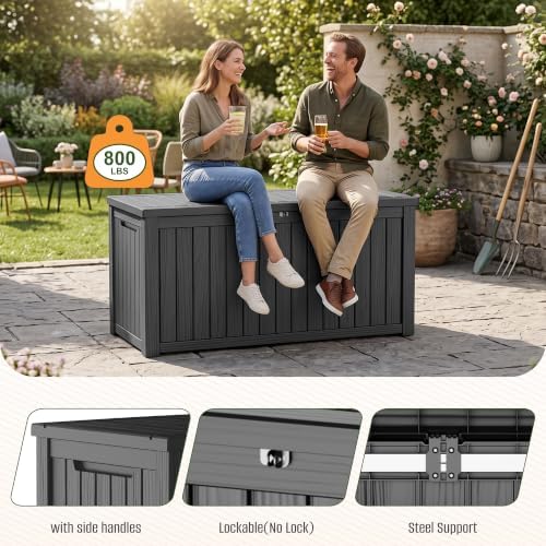 320 Gallon Outdoor Storage Box, Deck Box Waterproof, Toy Storage Bin - Image 3