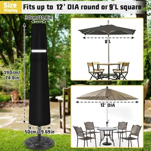 Patio Umbrella Cover Outdoor Umbrella Cover Waterproof Durable 420D Polyester - Image 5