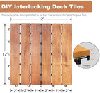 PrimeZone 54 PCS Solid Acacia Wood Interlocking Deck Tiles, Natural Wood - Image 2