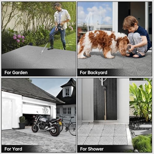 RITOLLO Modular Interlocking Cushion Drainage Floor Tiles, Yard -Gray - Image 7