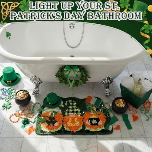 Capoda Green St. Patrick's Day Bathroom Rug 20 x 31.5 Inch Gnome Shamrock - Image 5