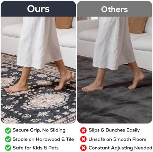 5x7 Living Room Rug Washable Non Slip Distressed Boho Large Carpet - Image 2