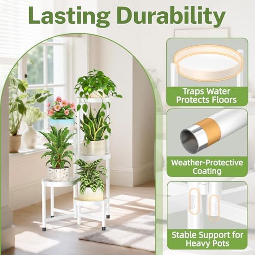 iDavosic.ly Plant Stand Indoor Outdoor, 5 Tier Metal Corner Shelf - Image 5
