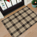 JTJ Easy Jute 2x3 Entryway Rug, Washable Non Slip Black & Beige Plaid by JTJ